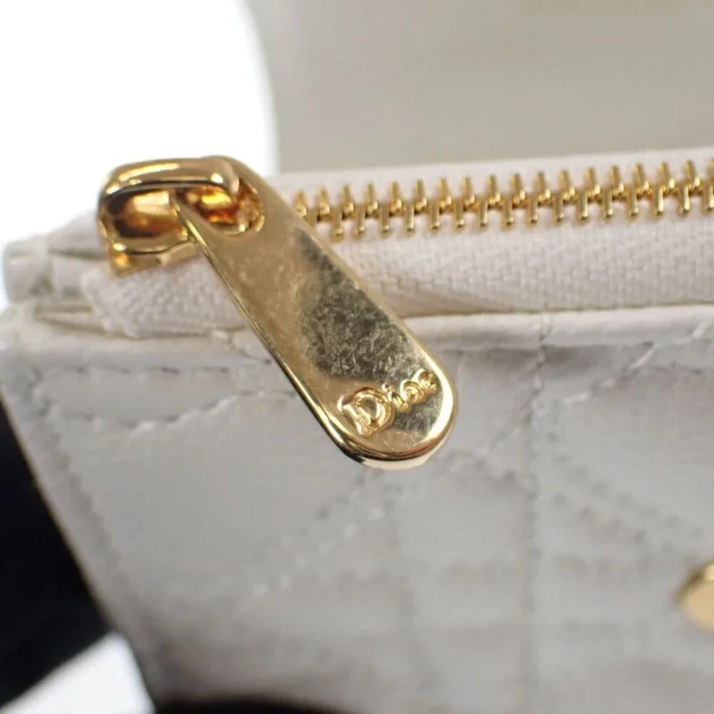 Christian Dior Caro Hibiscus Wallet S5175 Unid m030 Trifold Wallet Calf White